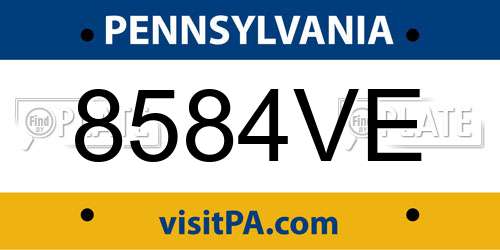 8584VE Pennsylvania License Plate