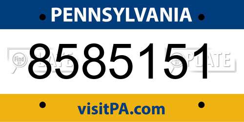 8585151 Pennsylvania License Plate