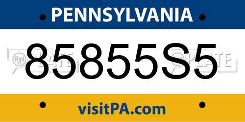 85855S5 Pennsylvania License Plate