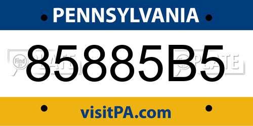 85885B5 Pennsylvania License Plate