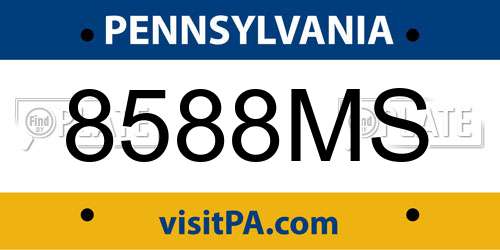 8588MS Pennsylvania License Plate