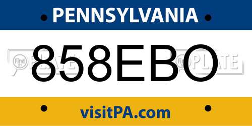 858EBO Pennsylvania License Plate
