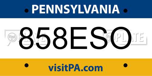 858ESO Pennsylvania License Plate