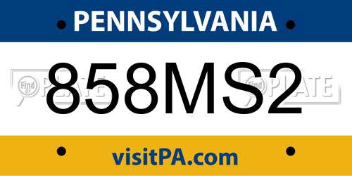 858MS2 Pennsylvania License Plate