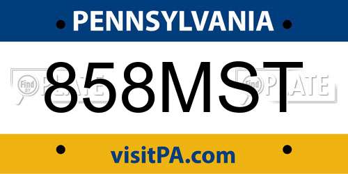858MST Pennsylvania License Plate