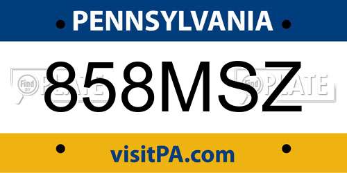 858MSZ Pennsylvania License Plate