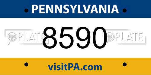 8590 Pennsylvania License Plate