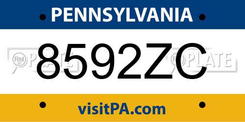 8592ZC Pennsylvania License Plate