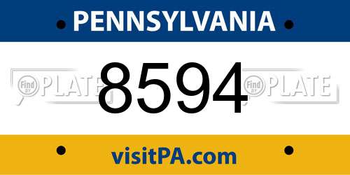8594 Pennsylvania License Plate
