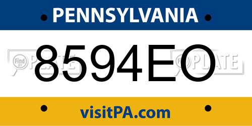 8594EO Pennsylvania License Plate