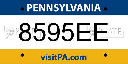 8595EE Pennsylvania License Plate
