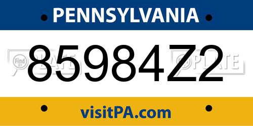 85984Z2 Pennsylvania License Plate