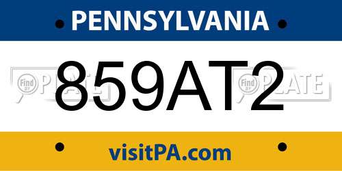 859AT2 Pennsylvania License Plate