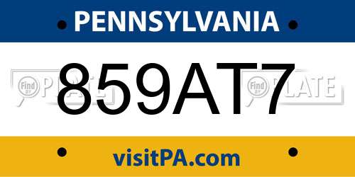 859AT7 Pennsylvania License Plate