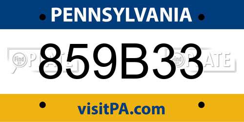 859B33 Pennsylvania License Plate