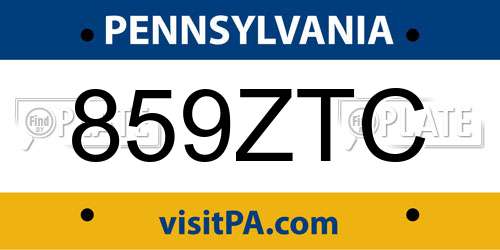 859ZTC Pennsylvania License Plate