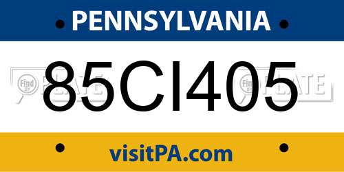 85CI405 Pennsylvania License Plate