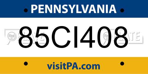 85CI408 Pennsylvania License Plate