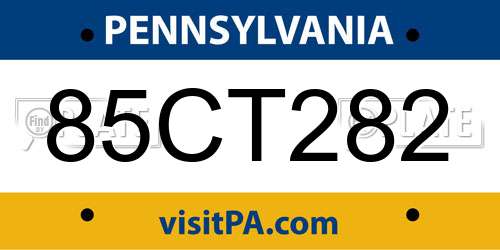 85CT282 Pennsylvania License Plate