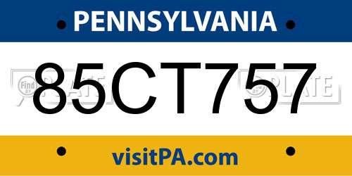 85CT757 Pennsylvania License Plate