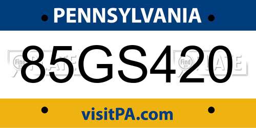 85GS420 Pennsylvania License Plate