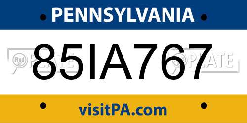 85IA767 Pennsylvania License Plate