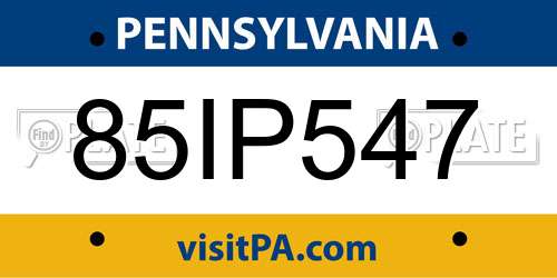 85IP547 Pennsylvania License Plate
