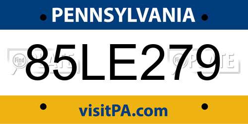 85LE279 Pennsylvania License Plate