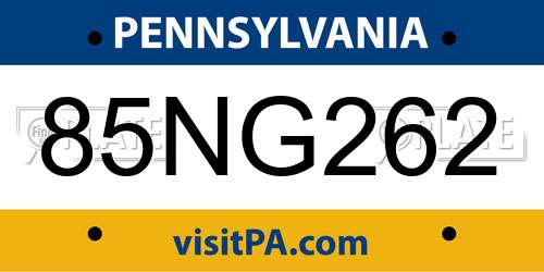 85NG262 Pennsylvania License Plate
