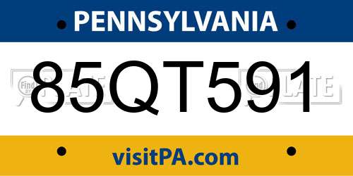 85QT591 Pennsylvania License Plate