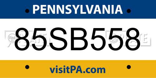 85SB558 Pennsylvania License Plate