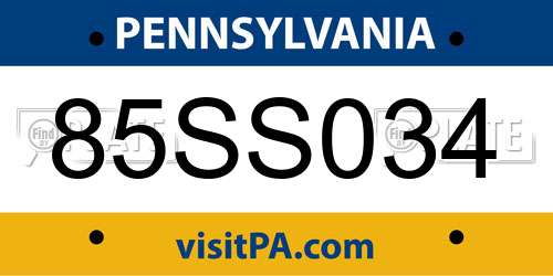 85SS034 Pennsylvania License Plate