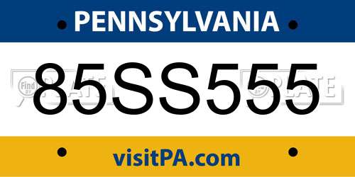 85SS555 Pennsylvania License Plate