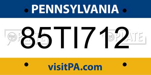 85TI712 Pennsylvania License Plate