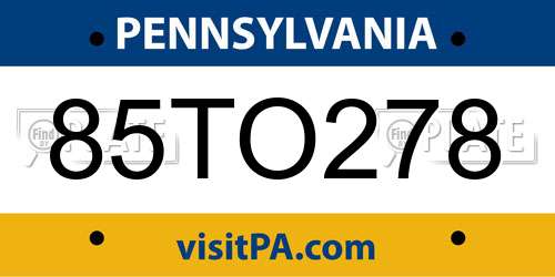 85TO278 Pennsylvania License Plate