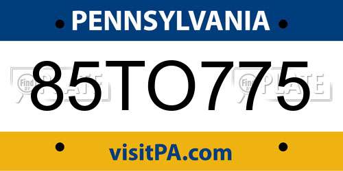 85TO775 Pennsylvania License Plate