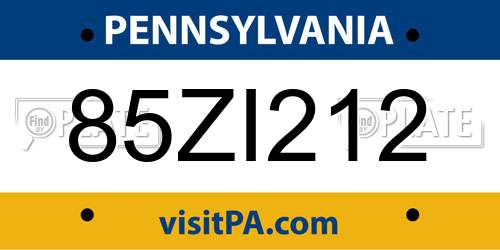 85ZI212 Pennsylvania License Plate