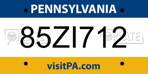 85ZI712 Pennsylvania License Plate