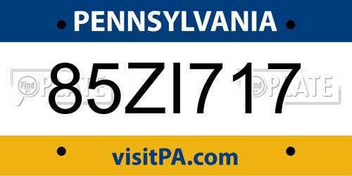 85ZI717 Pennsylvania License Plate