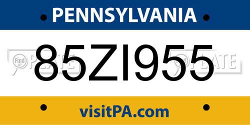 85ZI955 Pennsylvania License Plate