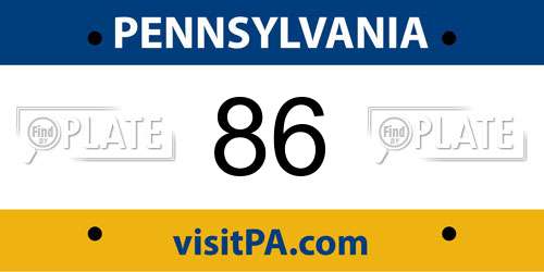 86 Pennsylvania License Plate