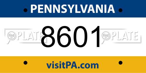 8601 Pennsylvania License Plate