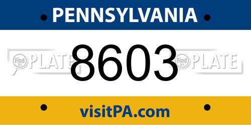 8603 Pennsylvania License Plate