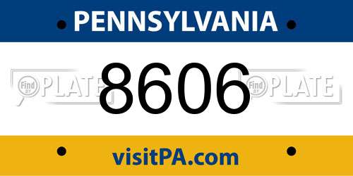 8606 Pennsylvania License Plate