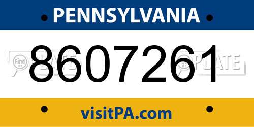 8607261 Pennsylvania License Plate