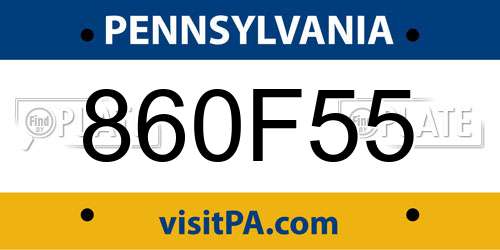 860F55 Pennsylvania License Plate
