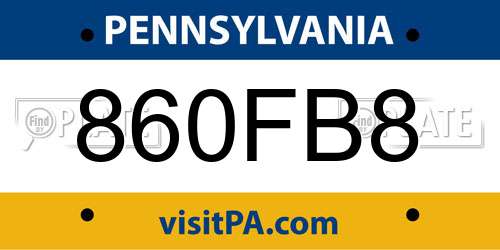 860FB8 Pennsylvania License Plate