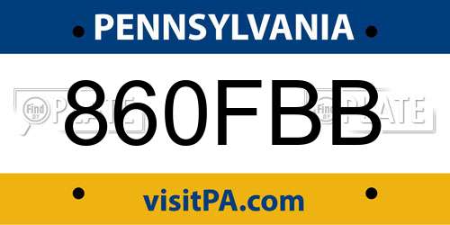 860FBB Pennsylvania License Plate
