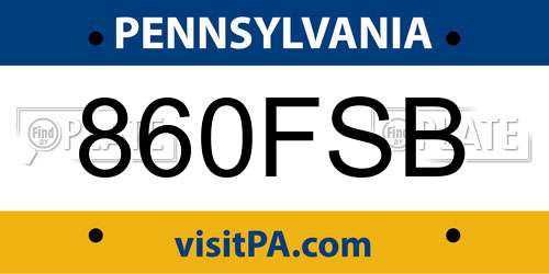 860FSB Pennsylvania License Plate