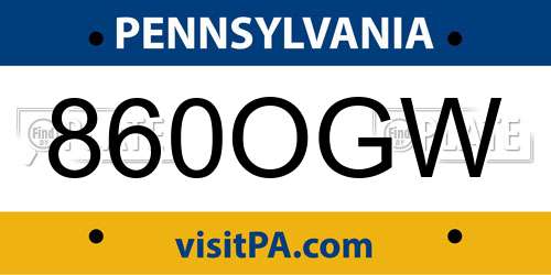 860OGW Pennsylvania License Plate